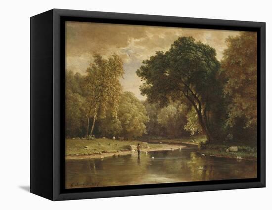 Landscape with Trout Stream, 1857-George Inness-Framed Premier Image Canvas