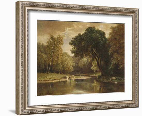 Landscape with Trout Stream, 1857-George Inness-Framed Giclee Print