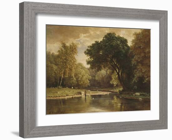 Landscape with Trout Stream, 1857-George Inness-Framed Giclee Print