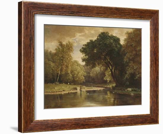 Landscape with Trout Stream, 1857-George Inness-Framed Giclee Print