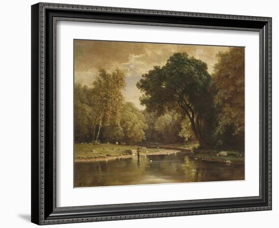 Landscape with Trout Stream, 1857-George Inness-Framed Giclee Print