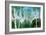 Landscape with Trunks of Birches and Pine Tree in the Foreground and Silhouettes of Different Trees-Milovelen-Framed Art Print