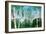 Landscape with Trunks of Birches and Pine Tree in the Foreground and Silhouettes of Different Trees-Milovelen-Framed Art Print