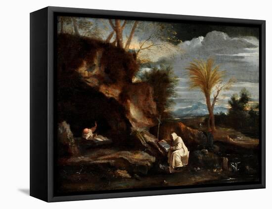 Landscape with Two Carthusian Monks-Pier Francesco Mola-Framed Premier Image Canvas