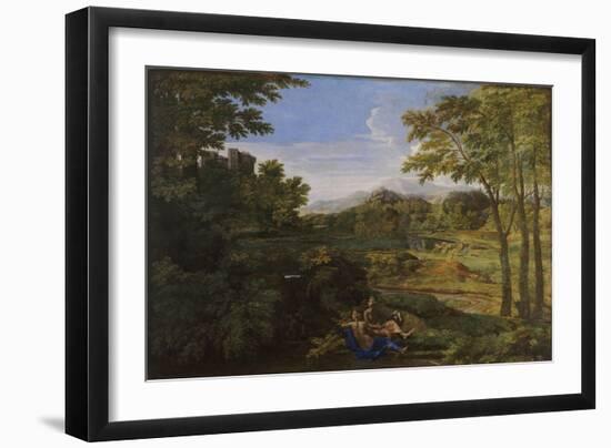 Landscape with Two Nymphs and a Snake, Ca 1659-Nicolas Poussin-Framed Giclee Print