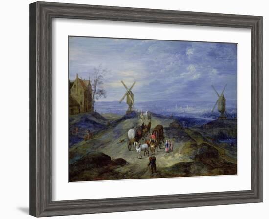 Landscape with Two Windmills, 1612-Jan Brueghel the Elder-Framed Giclee Print