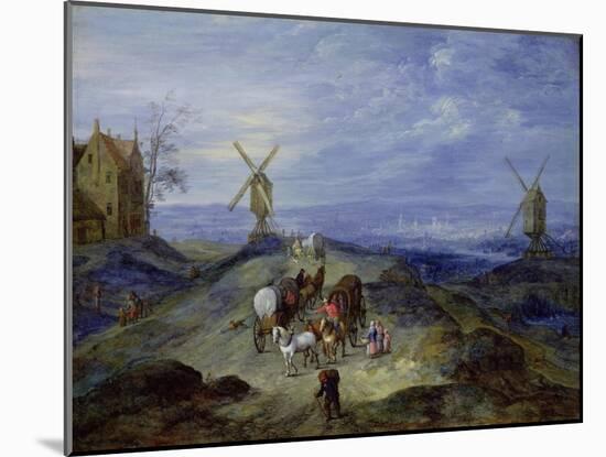 Landscape with Two Windmills, 1612-Jan Brueghel the Elder-Mounted Giclee Print