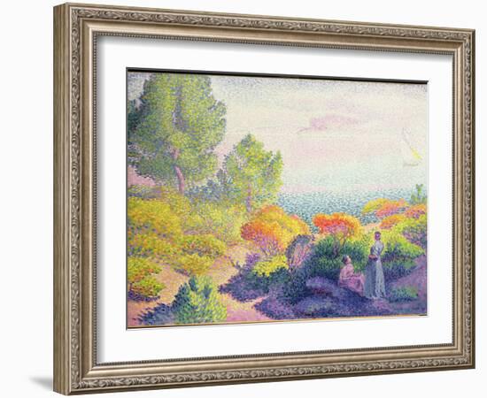 Landscape with Two Women, 1895 (Oil on Canvas)-Henri-Edmond Cross-Framed Giclee Print