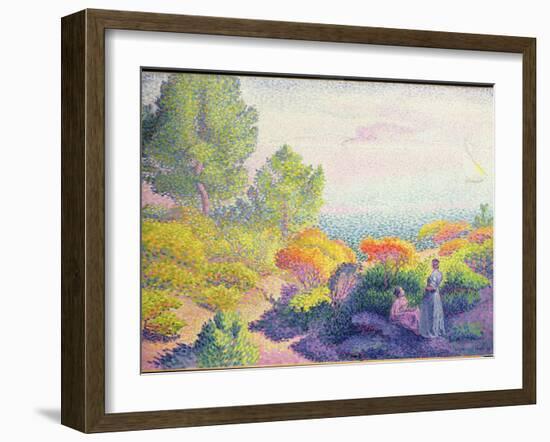 Landscape with Two Women, 1895 (Oil on Canvas)-Henri-Edmond Cross-Framed Giclee Print