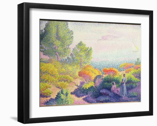 Landscape with Two Women, 1895 (Oil on Canvas)-Henri-Edmond Cross-Framed Giclee Print