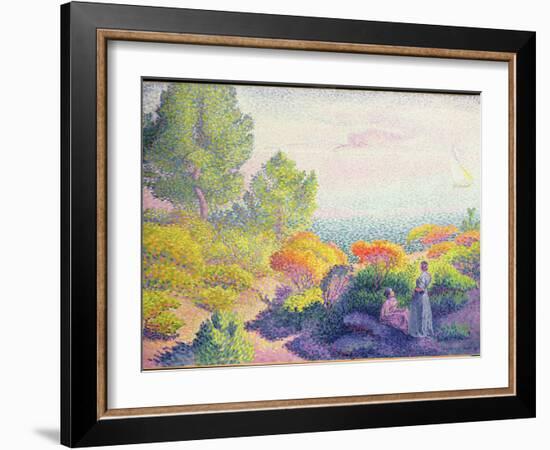 Landscape with Two Women, 1895 (Oil on Canvas)-Henri-Edmond Cross-Framed Giclee Print