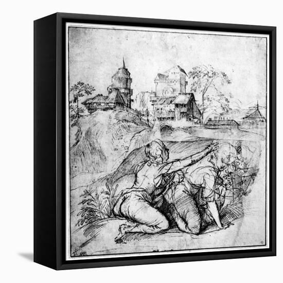 Landscape with Two Youths, C1510-Titian (Tiziano Vecelli)-Framed Premier Image Canvas