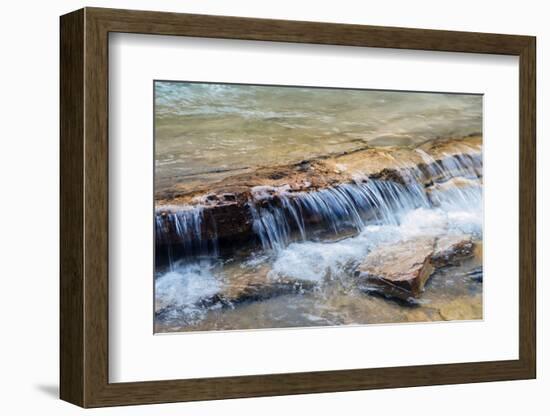 Landscape with view of small waterfall in stream, Banff National Park, Rocky Mountains, Alberta...-Panoramic Images-Framed Photographic Print