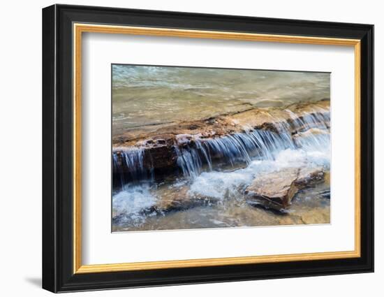 Landscape with view of small waterfall in stream, Banff National Park, Rocky Mountains, Alberta...-Panoramic Images-Framed Photographic Print