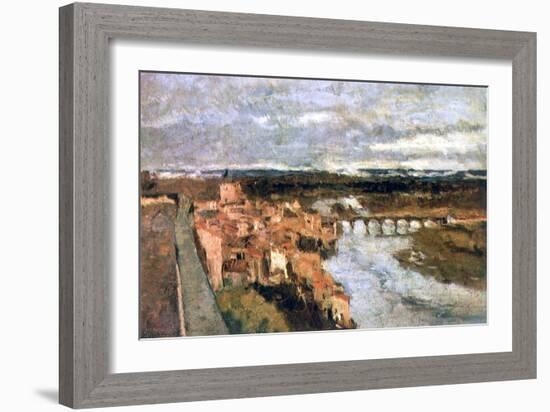 Landscape with Village and Bridge, C1855-1892-Stanislas Lepine-Framed Giclee Print