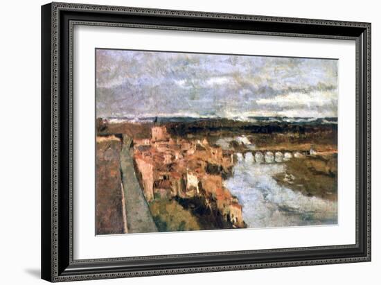 Landscape with Village and Bridge, C1855-1892-Stanislas Lepine-Framed Giclee Print