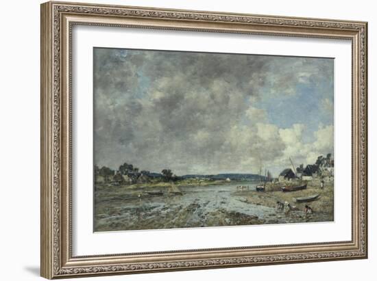 Landscape with Washerwomen, 1873 (Oil on Canvas)-Eugene Louis Boudin-Framed Giclee Print