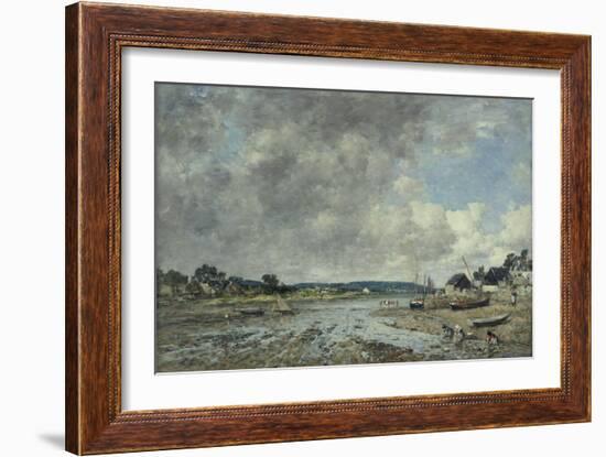 Landscape with Washerwomen, 1873 (Oil on Canvas)-Eugene Louis Boudin-Framed Giclee Print