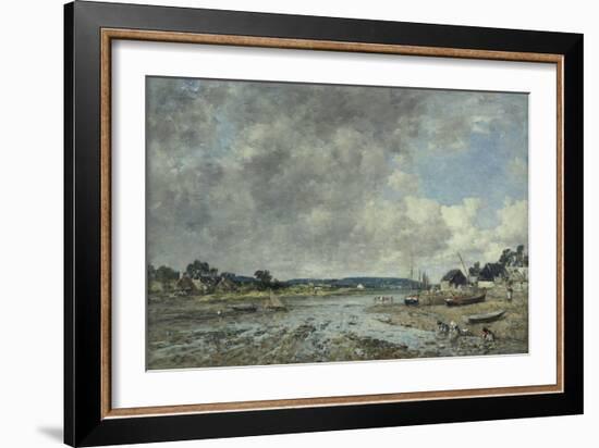 Landscape with Washerwomen, 1873 (Oil on Canvas)-Eugene Louis Boudin-Framed Giclee Print