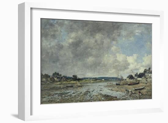 Landscape with Washerwomen, 1873 (Oil on Canvas)-Eugene Louis Boudin-Framed Giclee Print