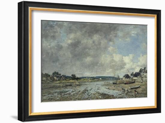 Landscape with Washerwomen, 1873 (Oil on Canvas)-Eugene Louis Boudin-Framed Giclee Print