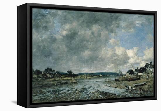 Landscape With Washerwomen-Eugène Boudin-Framed Premier Image Canvas