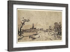 Landscape with Water, the Village of Amstelveen in the Background, C.1654-55-Rembrandt van Rijn-Framed Giclee Print