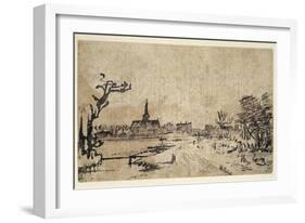 Landscape with Water, the Village of Amstelveen in the Background, C.1654-55-Rembrandt van Rijn-Framed Giclee Print