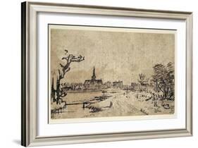 Landscape with Water, the Village of Amstelveen in the Background, C.1654-55-Rembrandt van Rijn-Framed Giclee Print
