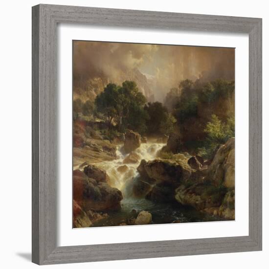 Landscape with Waterfall, 1861-Johann Gottfried Steffan-Framed Giclee Print