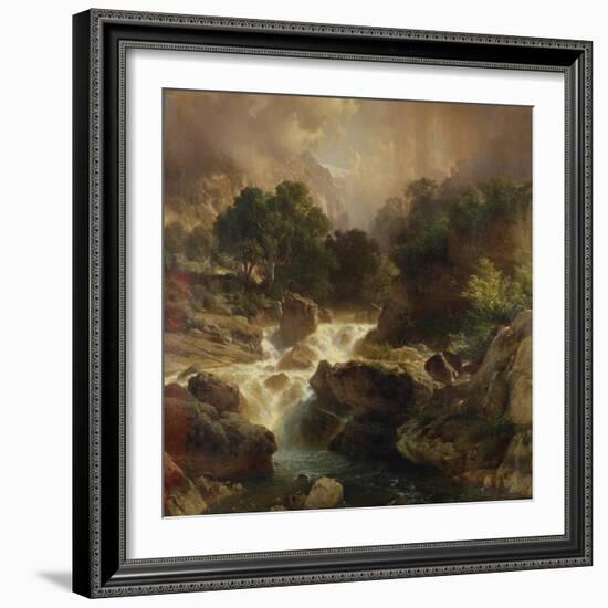 Landscape with Waterfall, 1861-Johann Gottfried Steffan-Framed Giclee Print