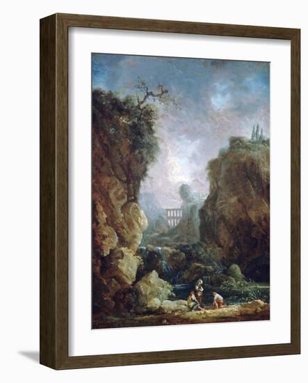 Landscape with Waterfall and Aqueduct, C1750-1808-Robert Hubert-Framed Giclee Print