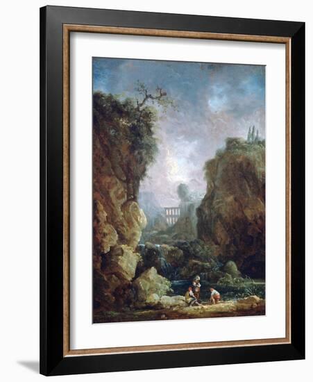 Landscape with Waterfall and Aqueduct, C1750-1808-Robert Hubert-Framed Giclee Print