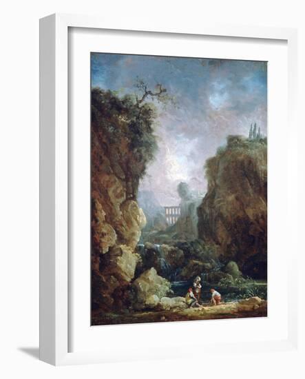 Landscape with Waterfall and Aqueduct, C1750-1808-Robert Hubert-Framed Giclee Print