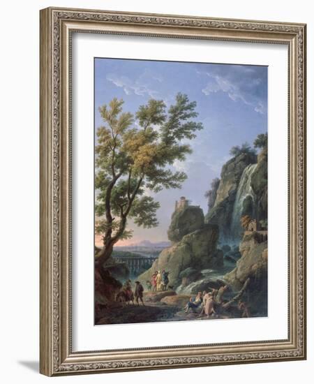 Landscape with Waterfall and Figures, 1768-Claude Joseph Vernet-Framed Giclee Print