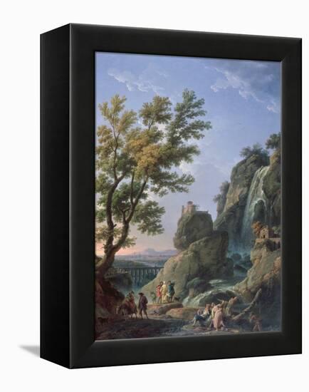 Landscape with Waterfall and Figures, 1768-Claude Joseph Vernet-Framed Premier Image Canvas