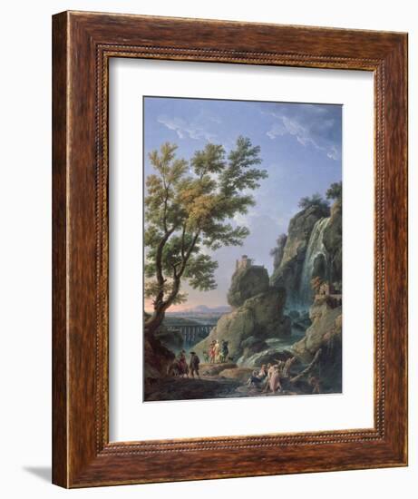 Landscape with Waterfall and Figures, 1768-Claude Joseph Vernet-Framed Giclee Print