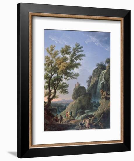 Landscape with Waterfall and Figures, 1768-Claude Joseph Vernet-Framed Giclee Print