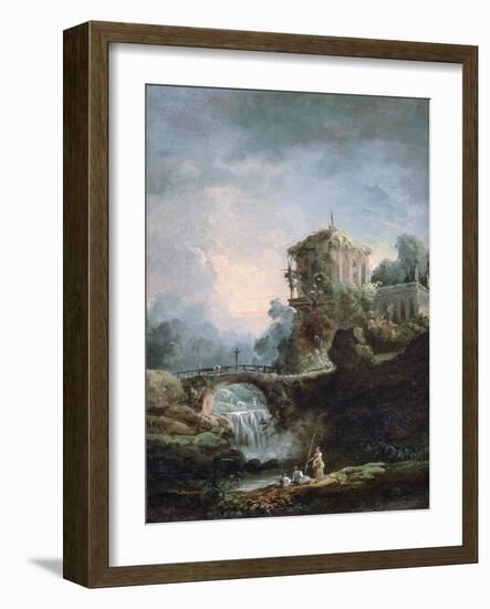 Landscape with Waterfall, C1750-1808-Robert Hubert-Framed Giclee Print