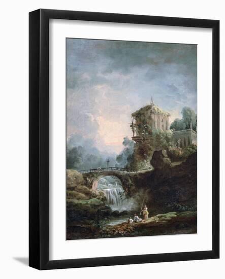 Landscape with Waterfall, C1750-1808-Robert Hubert-Framed Giclee Print