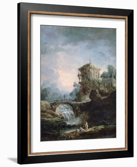 Landscape with Waterfall, C1750-1808-Robert Hubert-Framed Giclee Print