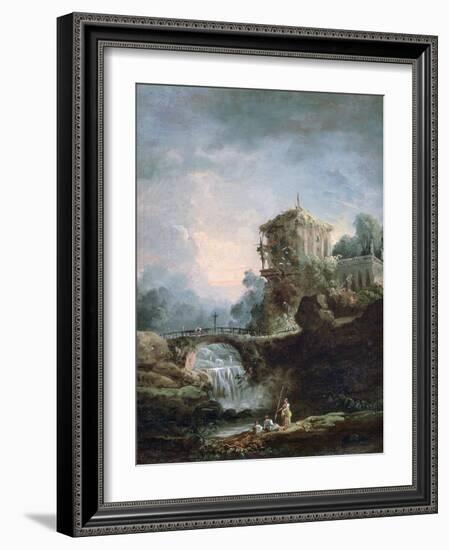 Landscape with Waterfall, C1750-1808-Robert Hubert-Framed Giclee Print