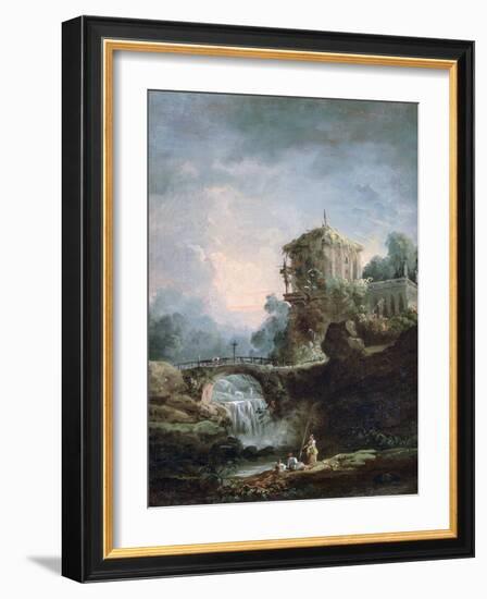 Landscape with Waterfall, C1750-1808-Robert Hubert-Framed Giclee Print