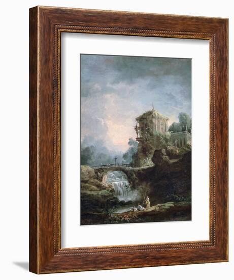 Landscape with Waterfall, C1750-1808-Robert Hubert-Framed Giclee Print