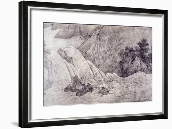 Landscape with Waterfall-Kano Motonobu-Framed Giclee Print