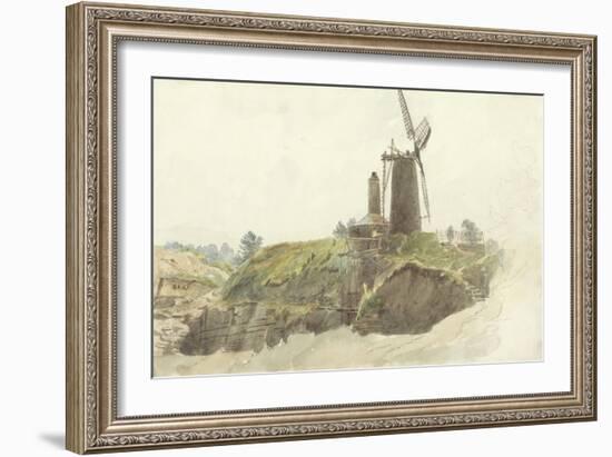 Landscape with Windmill-Thomas Creswick-Framed Giclee Print