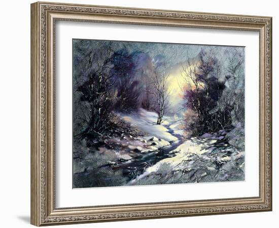 Landscape With Winter Wood Small River-balaikin2009-Framed Art Print