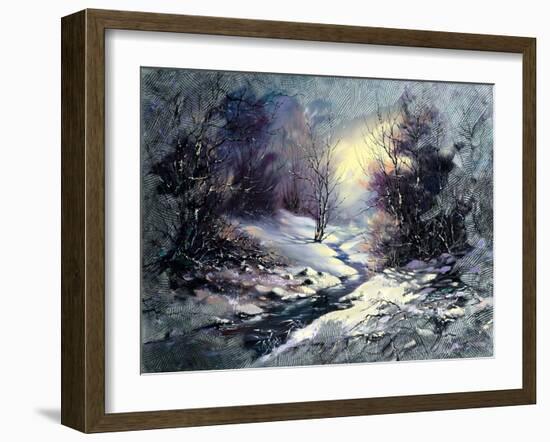 Landscape With Winter Wood Small River-balaikin2009-Framed Art Print