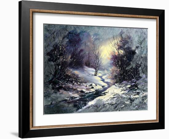 Landscape With Winter Wood Small River-balaikin2009-Framed Art Print