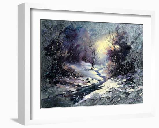 Landscape With Winter Wood Small River-balaikin2009-Framed Art Print